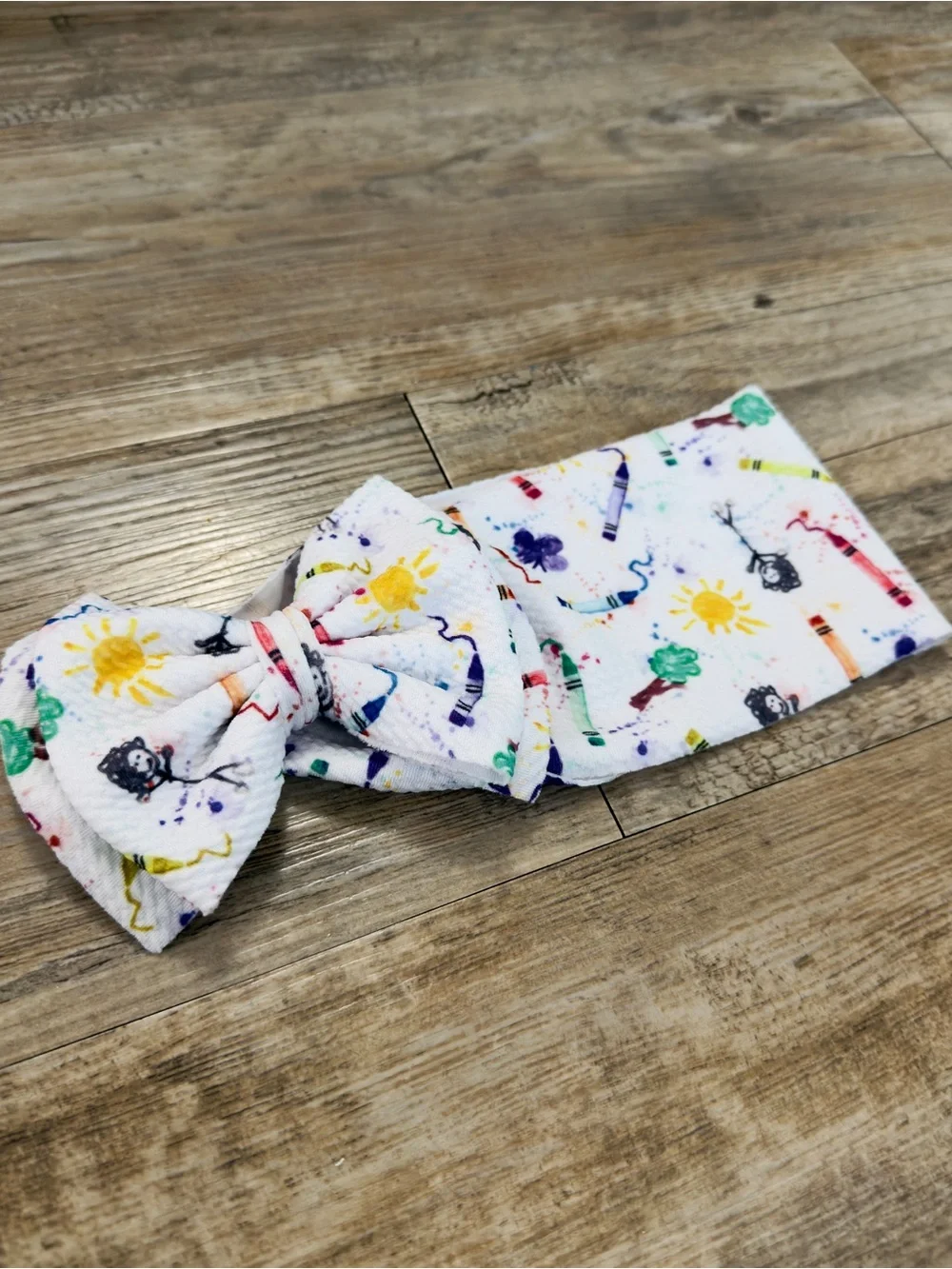 Crayon Sunshine Doodles Big Bow Headband Baby Girl 0-3M Bullet Fabric